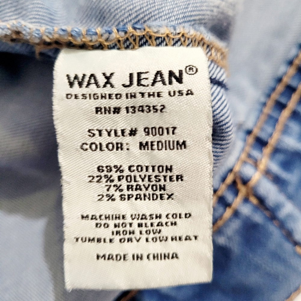 Wax Jean Trucker Denim Jacket Womens Size Medium Stretch Cropped Medium Wash - Picture 10 of 12